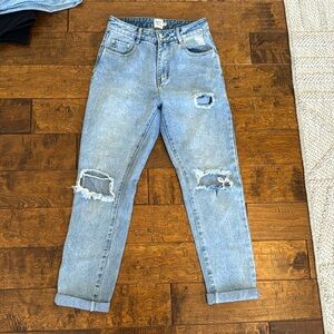 Princess Polly Hayden knee rip denim mid wash